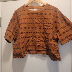 Urban Outfitters Tan and Black Patterned Tee